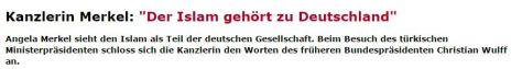 Angela Merkel zum Islam in Deutschland, Schlagzeile aus dem SPIEGEL. Januar 2015